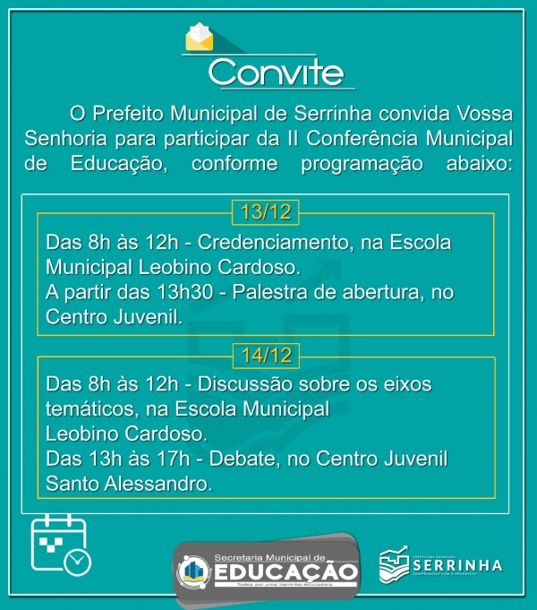 CONVITE: II CONFERÊNCIA MUNICIPAL DE EDUCAÇÃO